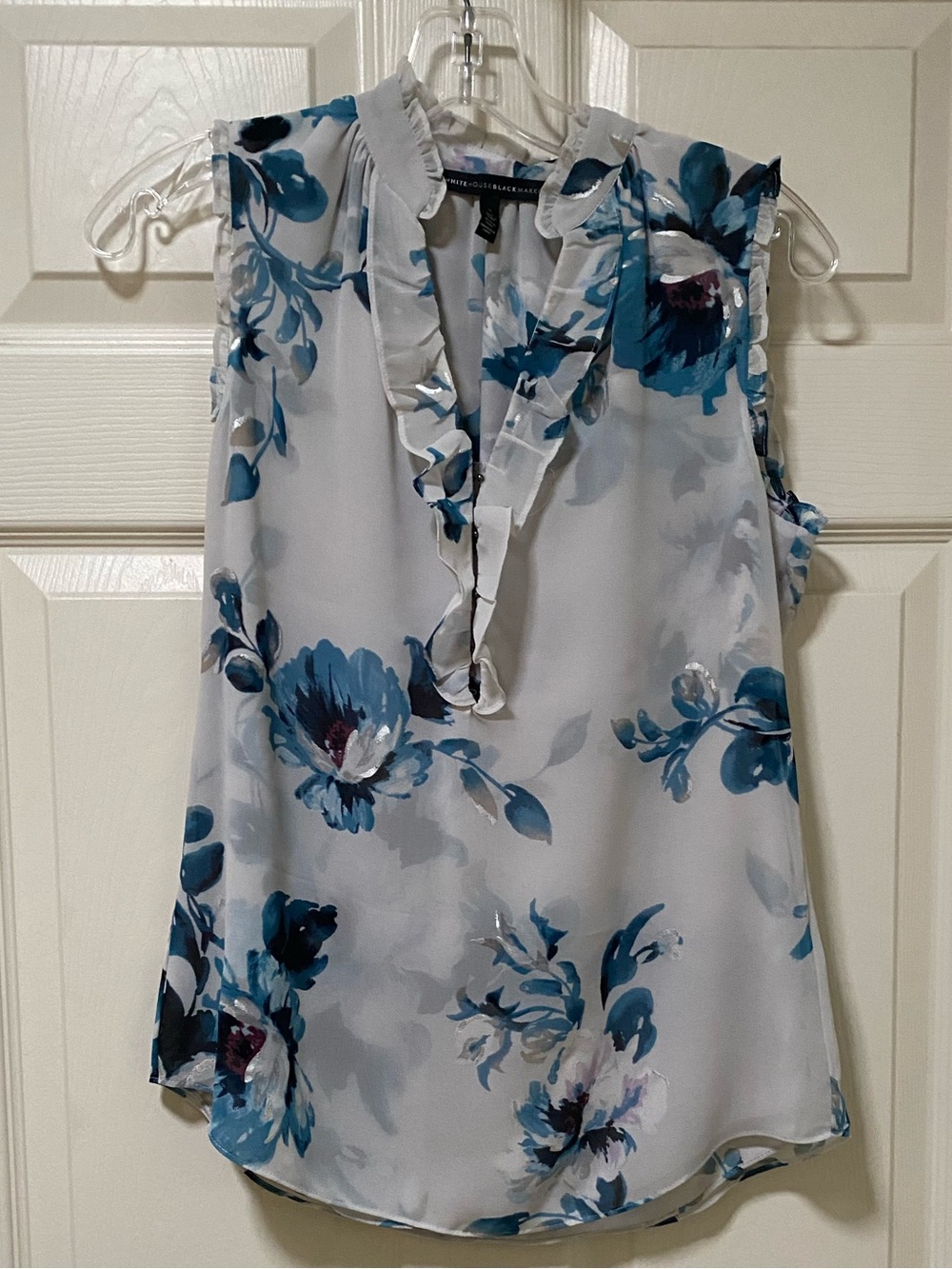 White House Black Market sleeveless ruffle top